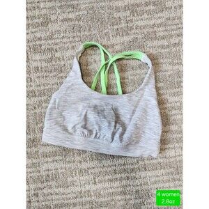 lululemon athletica Heathered White Sports Bra with Lime Green Straps